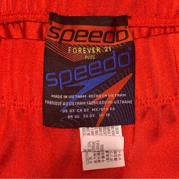 Speedo x Forever 21 Men Active Shorts Plus Red Biker Logo Elastic Waist - Picture 3 of 9